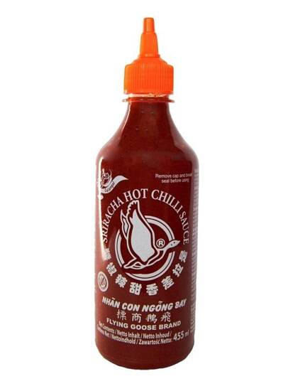 Sos Sriracha Chilli 61% Galangal Hot Imbir Przyprawa Marynata Flying Goose 455ml